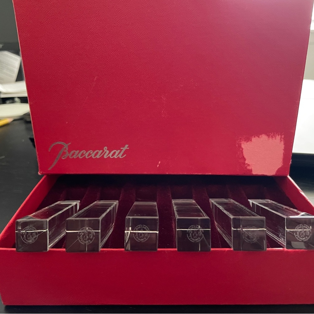 Vintage Baccarat Crystal Knife Rests Set in Red Box